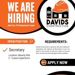 Hiring a Secretary for Davids Construction